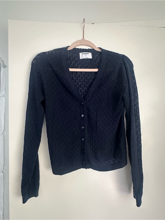 Old Navy Sweaters - Old Navy Black Pointelle V-Neck Button-Up Cardigan